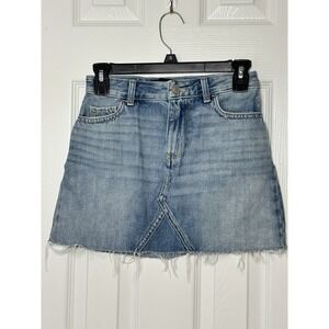 Y2K Hollister Women's 0/24 High Rise Blue Denim Light Wash Skirt Stretch 2000's